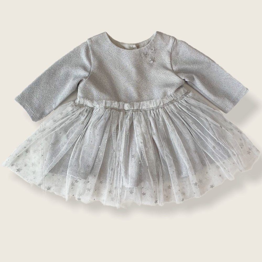 Marmellata 24M Silver Tulle Toddler Tunic Top